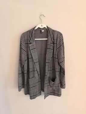 Black & White Houndstooth Open Blazer Cardigan